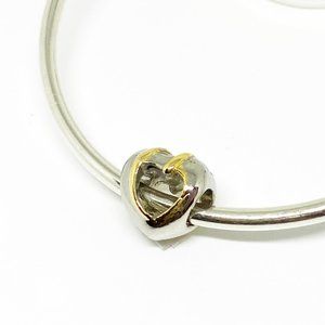 Pugster Open Heart Silver and Gold Bracelet Charm - Fits Pandora